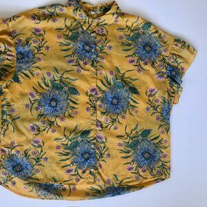 Madewell Floral Flutter Sleeve Blouse, XL